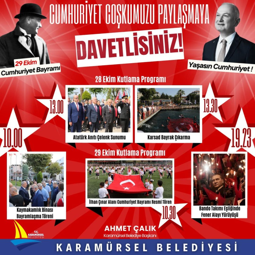 CUMHURİYET COŞKUMUZU PAYLAŞMAYA DAVETLİSİNİZ!